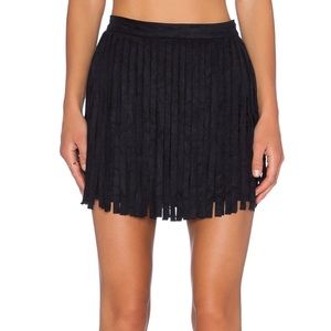 Bb Dakota black suede fringe skirt